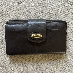 Dark brown vintage leather wallet